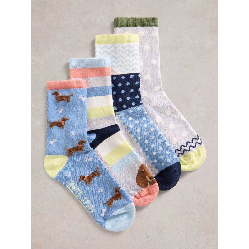 White Stuff 4Pk Doggy Ankle Socks image number 1
